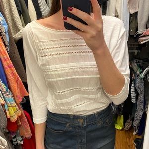 J. crew vintage white shirt with lace detail.